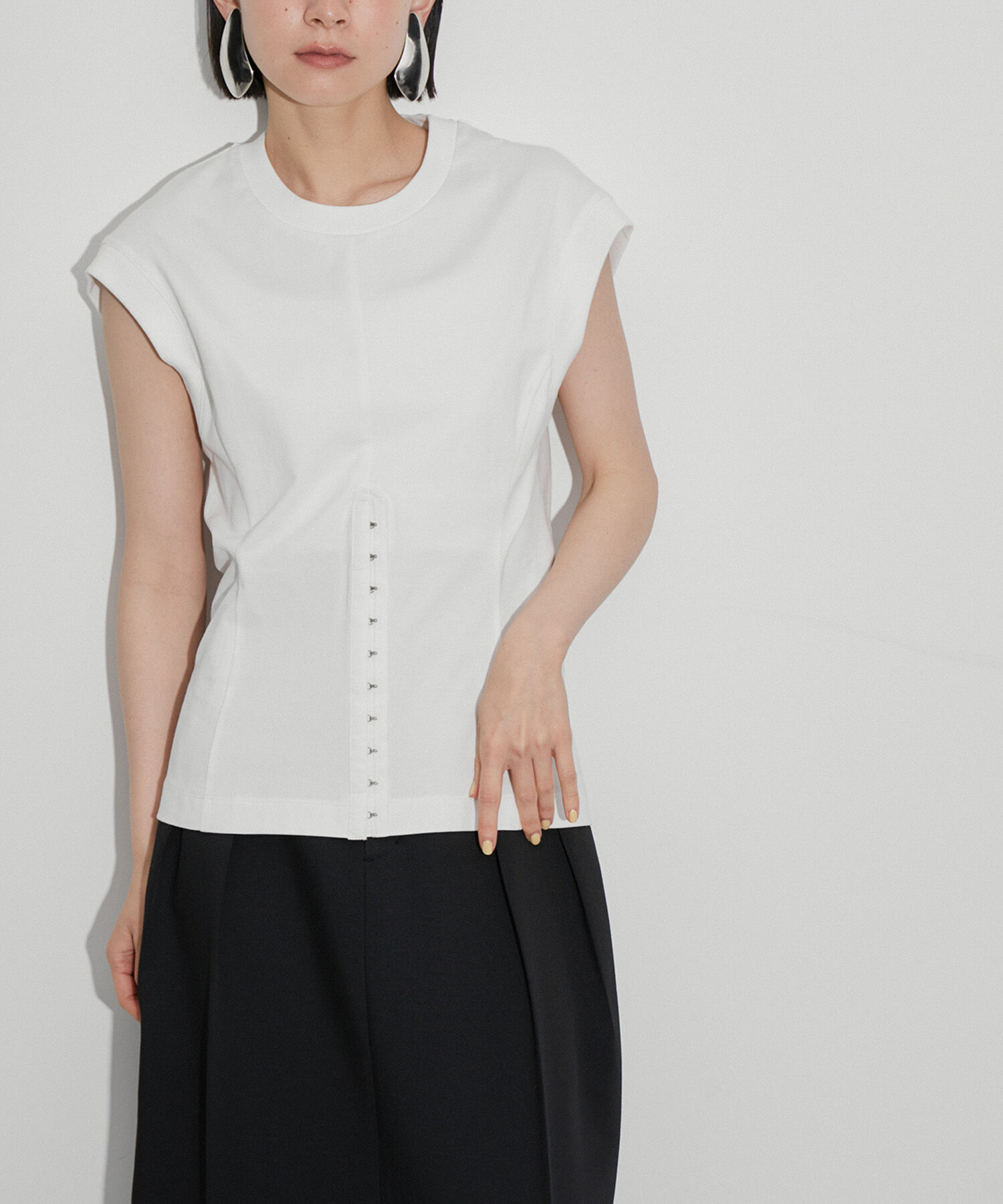 ADAM ET ROPE'「【サステナブル・洗える】ウエストシェイプジャージプルオーバー」|Tシャツ・カットソー|ホワイト(10)