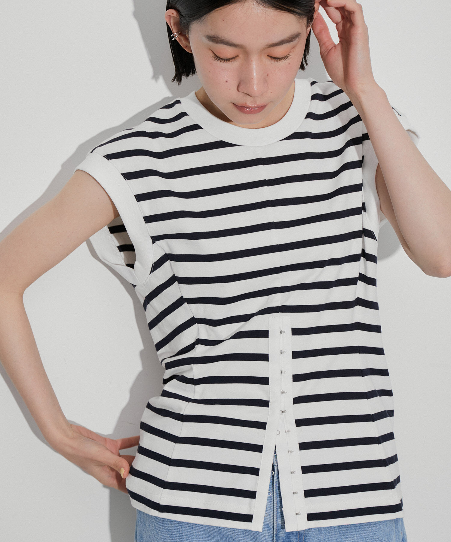 ADAM ET ROPE'「【サステナブル・洗える】ウエストシェイプジャージプルオーバー」|Tシャツ・カットソー|ネイビー系(41)