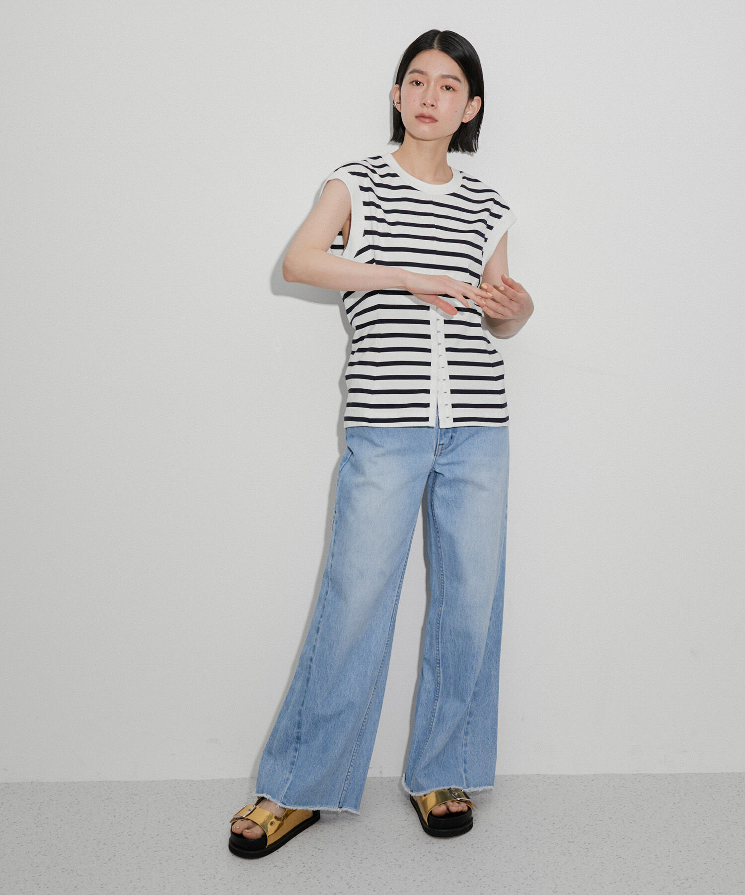 ADAM ET ROPE'「【サステナブル・洗える】ウエストシェイプジャージプルオーバー」|Tシャツ・カットソー|