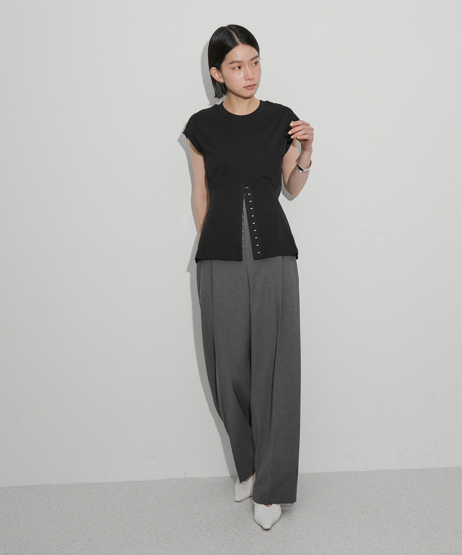 ADAM ET ROPE'「【サステナブル・洗える】ウエストシェイプジャージプルオーバー」|Tシャツ・カットソー|