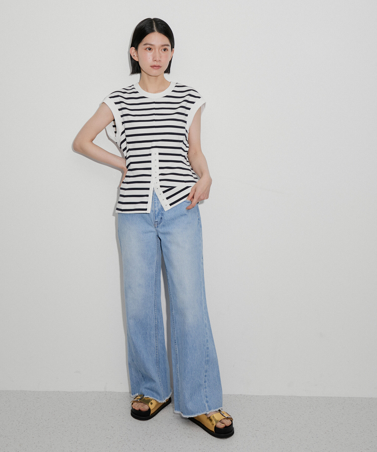 ADAM ET ROPE'「【サステナブル・洗える】ウエストシェイプジャージプルオーバー」|Tシャツ・カットソー|