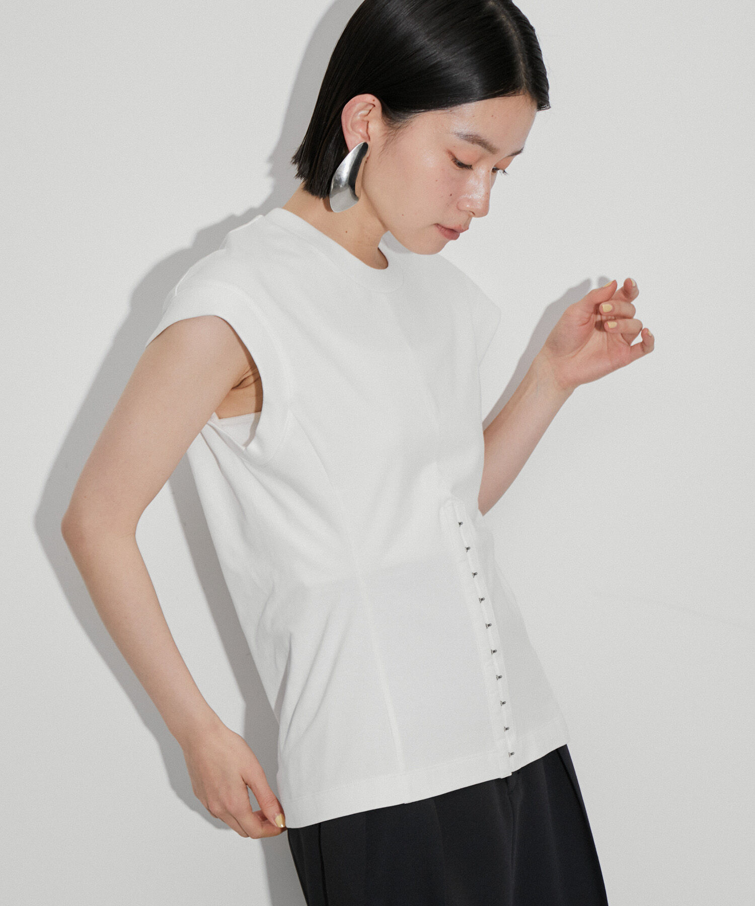 ADAM ET ROPE'「【サステナブル・洗える】ウエストシェイプジャージプルオーバー」|Tシャツ・カットソー|