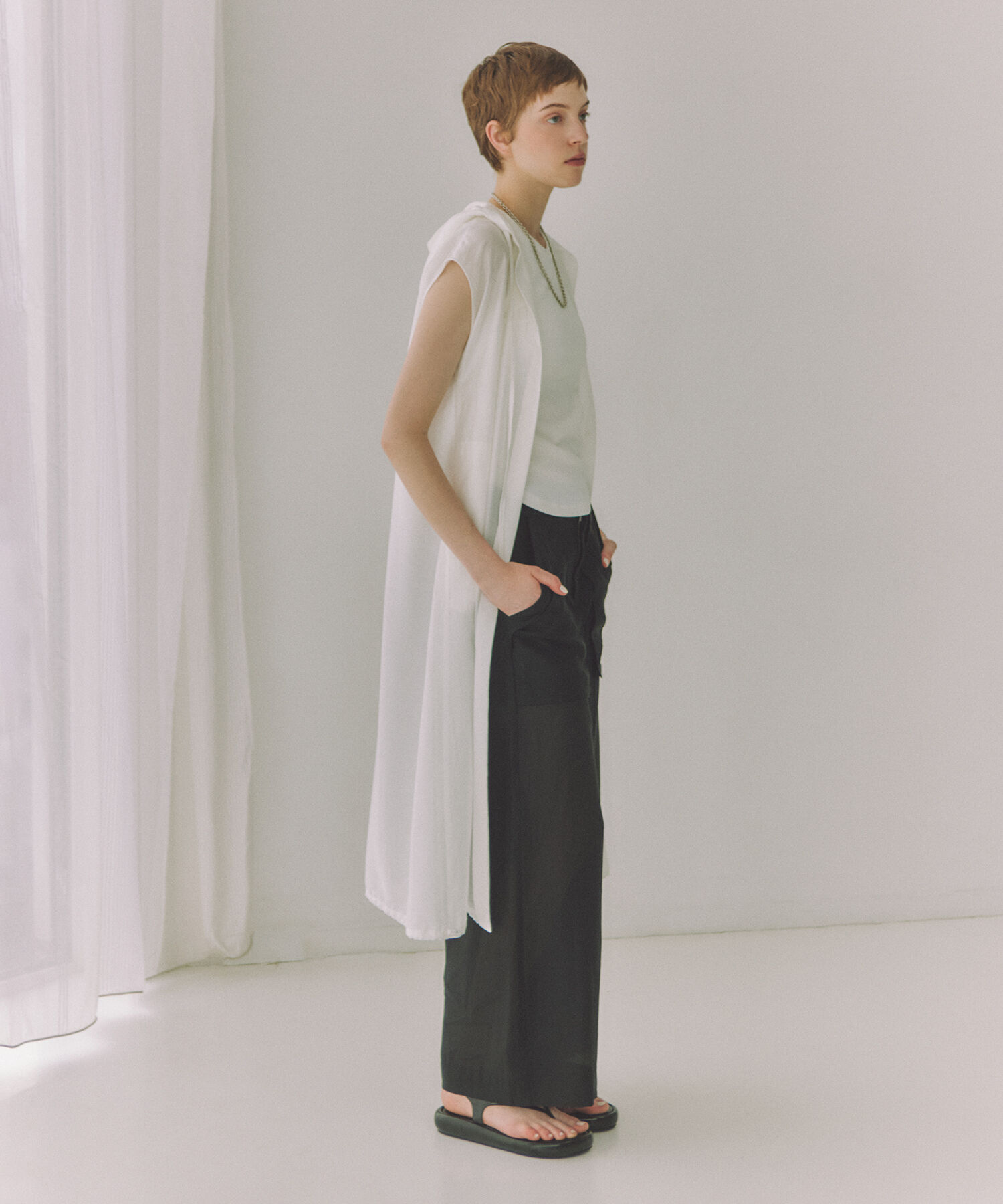 ADAM ET ROPE'「【サステナブル】フーディーシャツワンピース」|ワンピース|