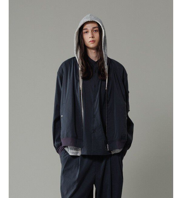 ADAM ET ROPE'「ストレッチナイロン ボンバージャケット / MA-1 / 接触冷感 / セットアップ対応」|ブルゾン・スタジャン|