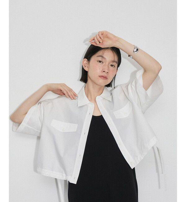 ADAM ET ROPE'「【逸品】・【サステナブル】クロップドギャザリングシャツ」|シャツ・ブラウス|