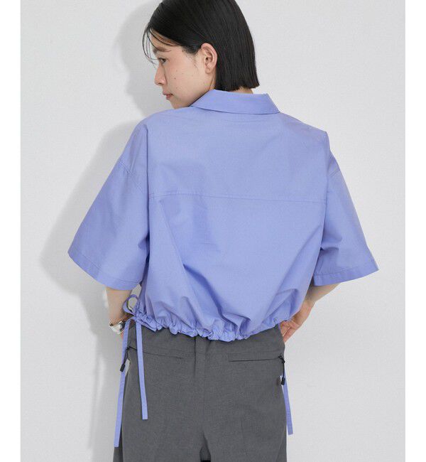 ADAM ET ROPE'「【逸品】・【サステナブル】クロップドギャザリングシャツ」|シャツ・ブラウス|