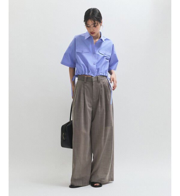 ADAM ET ROPE'「【逸品】・【サステナブル】クロップドギャザリングシャツ」|シャツ・ブラウス|