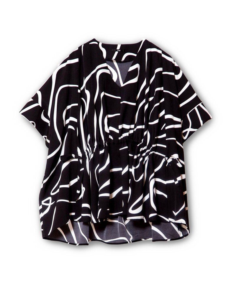  「プリントVネックギャザーブラウス」|シャツ・ブラウス|