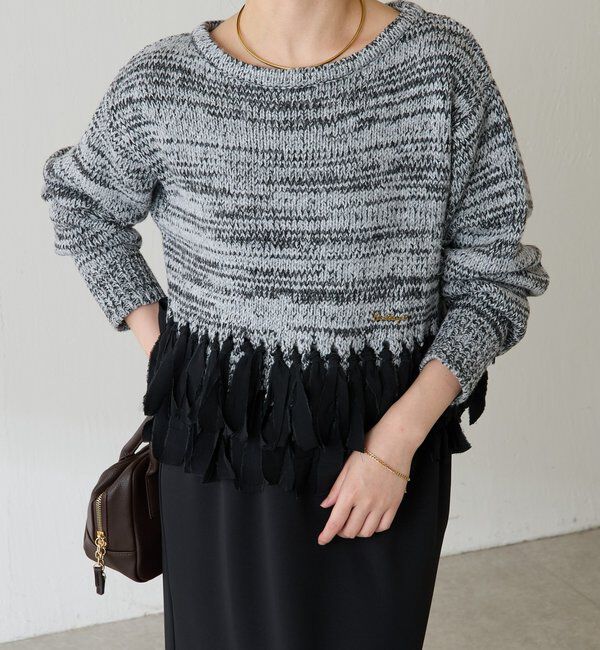  「裾フリンジニット」|ニット・セーター|ブラック