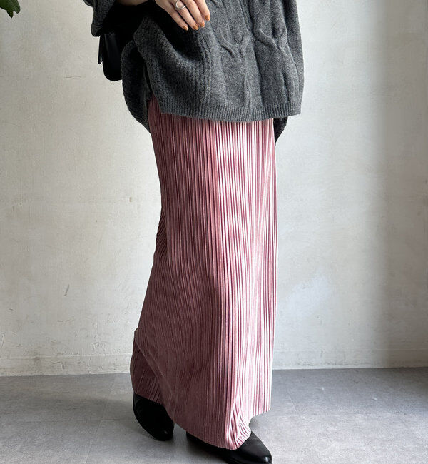  「【WEB限定】ベロアプリーツスカート」|スカート|ピンク