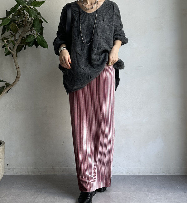  「【WEB限定】ベロアプリーツスカート」|スカート|