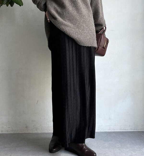  「【WEB限定】ベロアプリーツスカート」|スカート|ブラック