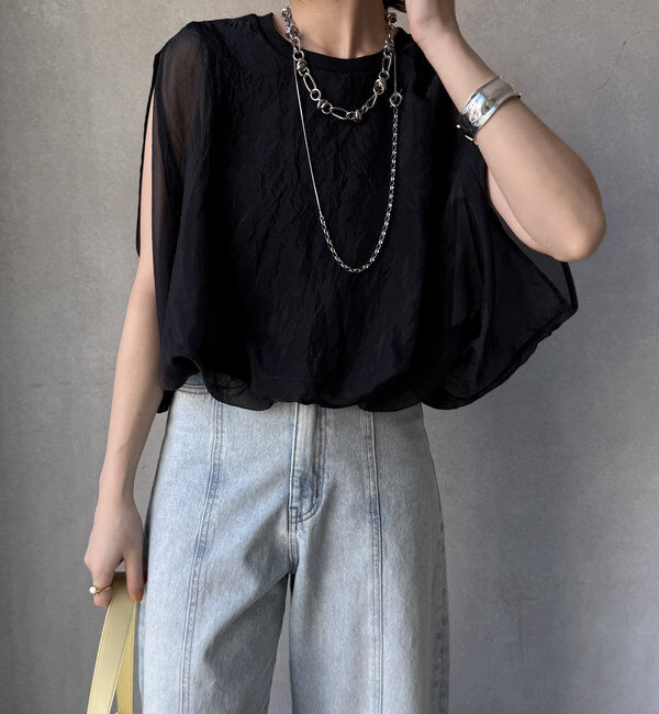  「【新色追加/WEB限定】オーガンジーレイヤードバルーントップス」|シャツ・ブラウス|