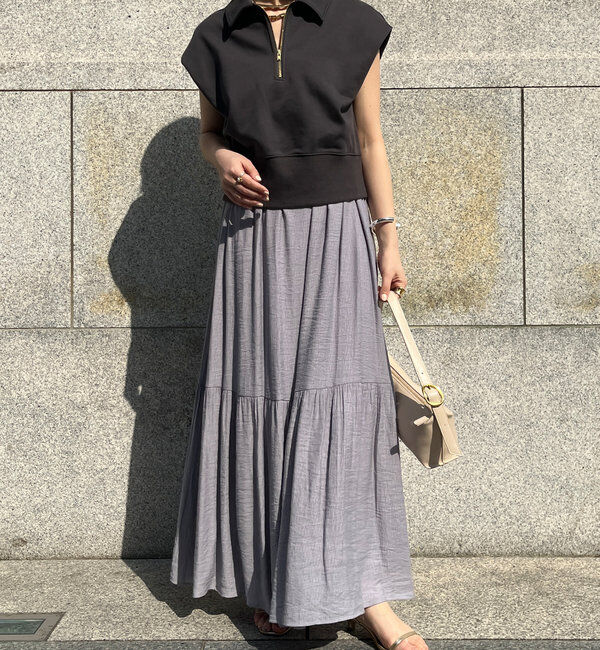  「ハーフジップスウェット＋ワンピースセット」|スーツ|チャコールグレー