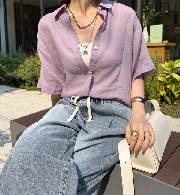  「リネンハーフスリーブシャツ」|シャツ・ブラウス|バイオレット