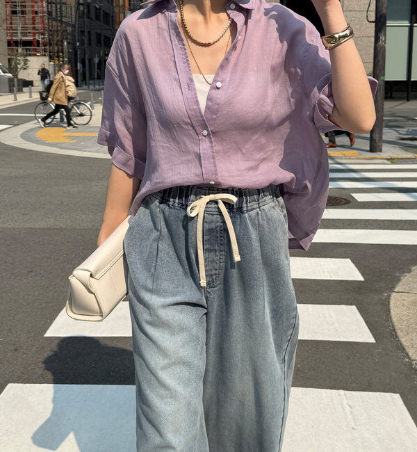  「リネンハーフスリーブシャツ」|シャツ・ブラウス|