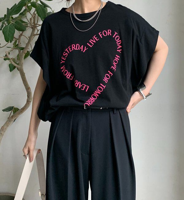  「【WEB限定】ハートタックスリーブTEE」|Tシャツ・カットソー|