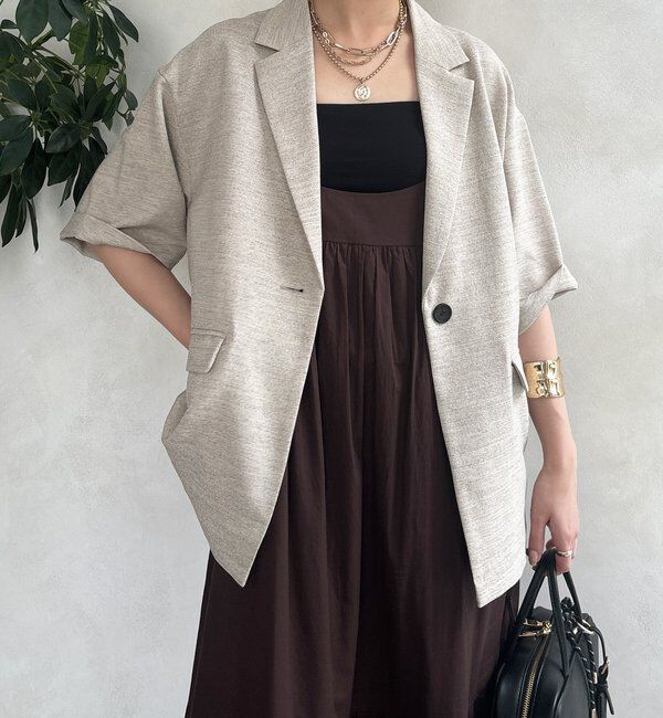  「メランジスラブテーラードジャケット」|テーラードジャケット|ベージュ