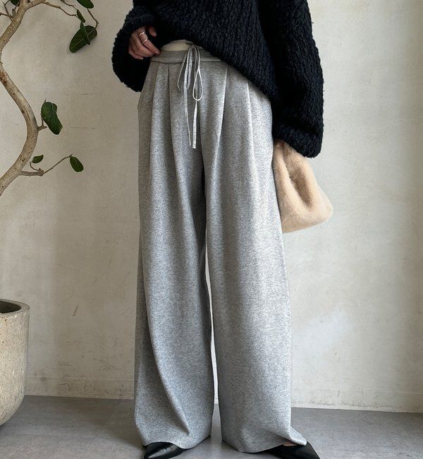  「ダブルウエストニットパンツ」|チノ|グレー