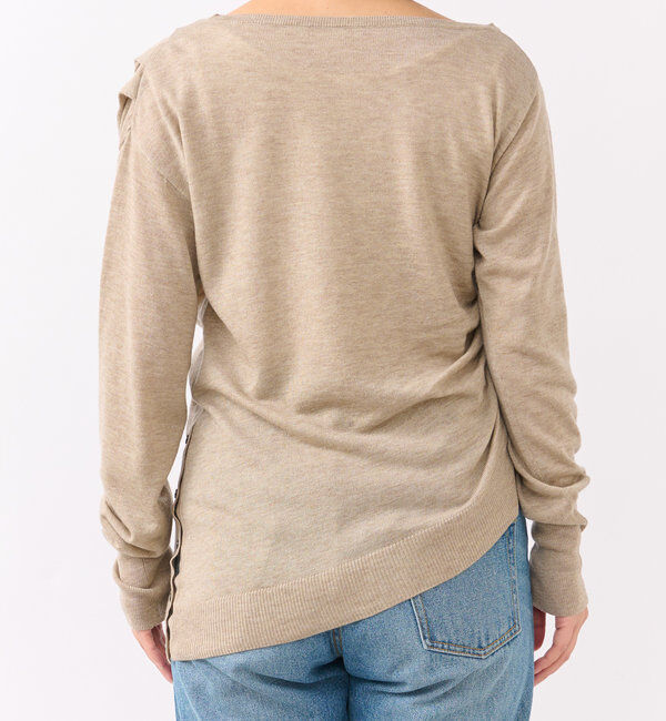  「【すっきりきれい見え】アシンメトリードレープニット」|ニット・セーター|