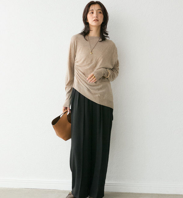  「【すっきりきれい見え】アシンメトリードレープニット」|ニット・セーター|