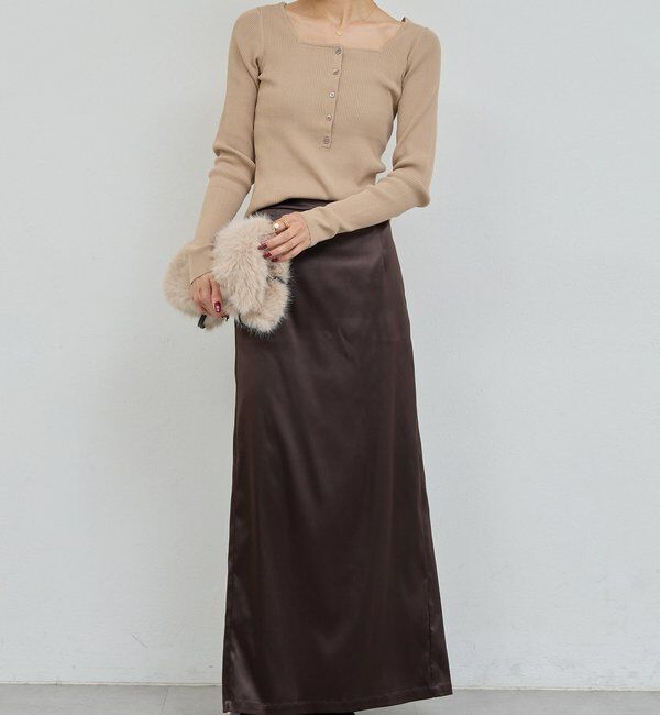  「【手洗い可能】ストレッチサテンタイトスカート」|スカート|