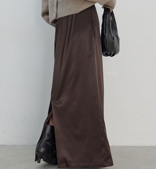  「【手洗い可能】ストレッチサテンタイトスカート」|スカート|