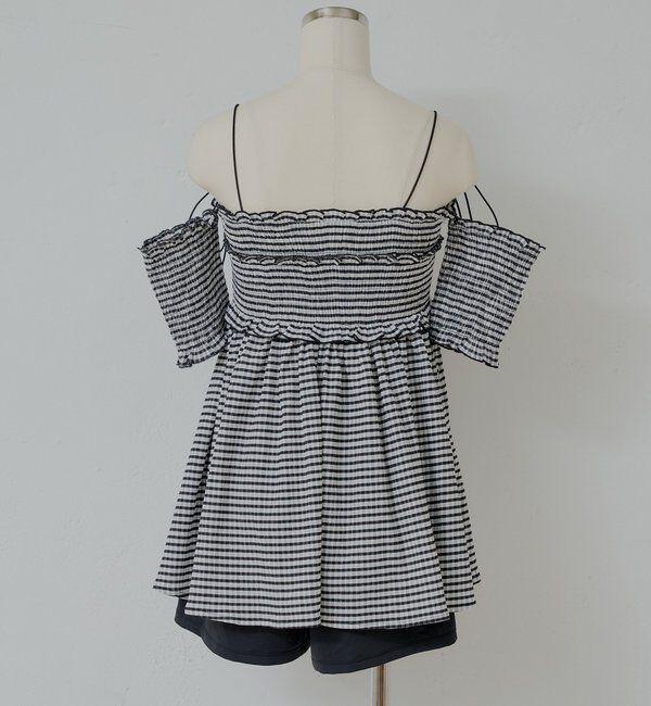  「【水着】シャーリングオフショル3点セット」|ビキニ|