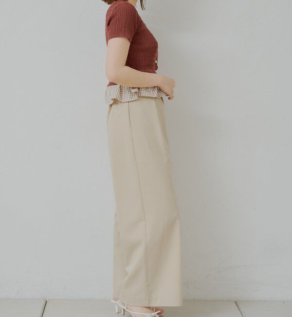  「裾ドッキングケーブル半袖ニット」|カーディガン|