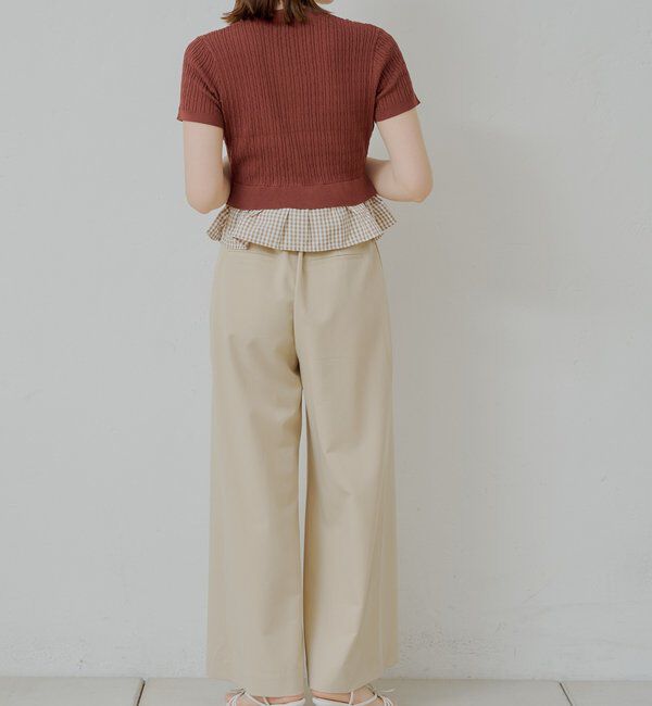  「裾ドッキングケーブル半袖ニット」|カーディガン|