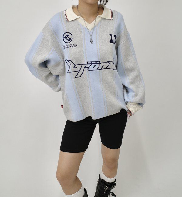  「【UNISEX/ユニセックス】 BRONXサッカーニット」|ニット・セーター|サックスブルー