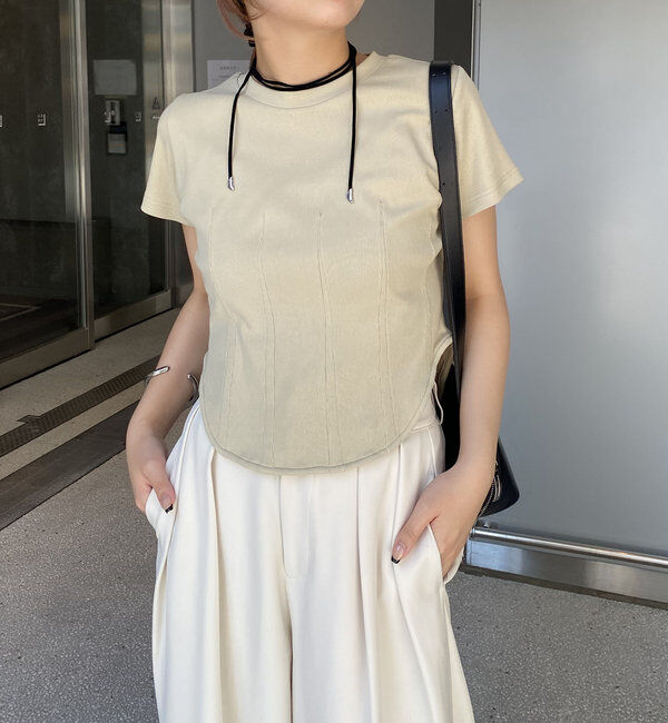  「コルセットTシャツ」|Tシャツ・カットソー|ベージュ