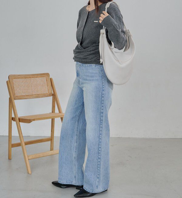  「【低身長サイズあり】スリットポケットストレートデニム」|デニム|