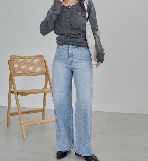  「【低身長サイズあり】スリットポケットストレートデニム」|デニム|