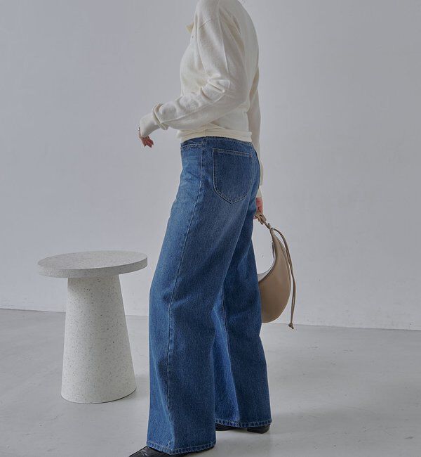  「【低身長サイズあり】スリットポケットストレートデニム」|デニム|