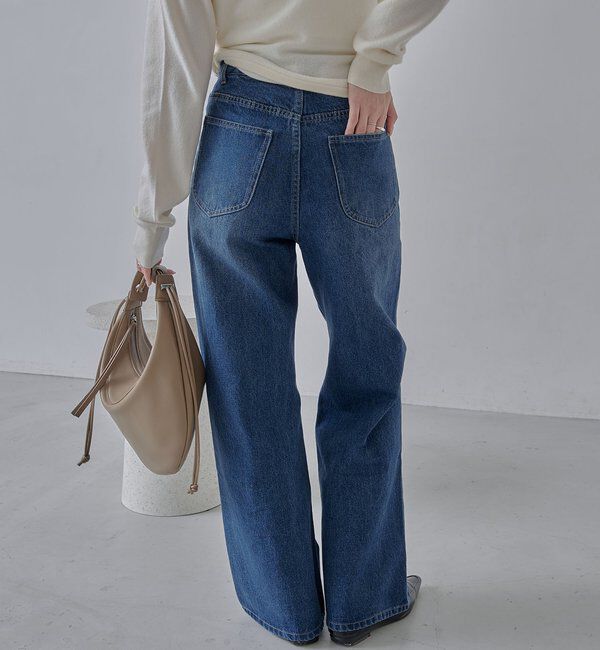  「【低身長サイズあり】スリットポケットストレートデニム」|デニム|