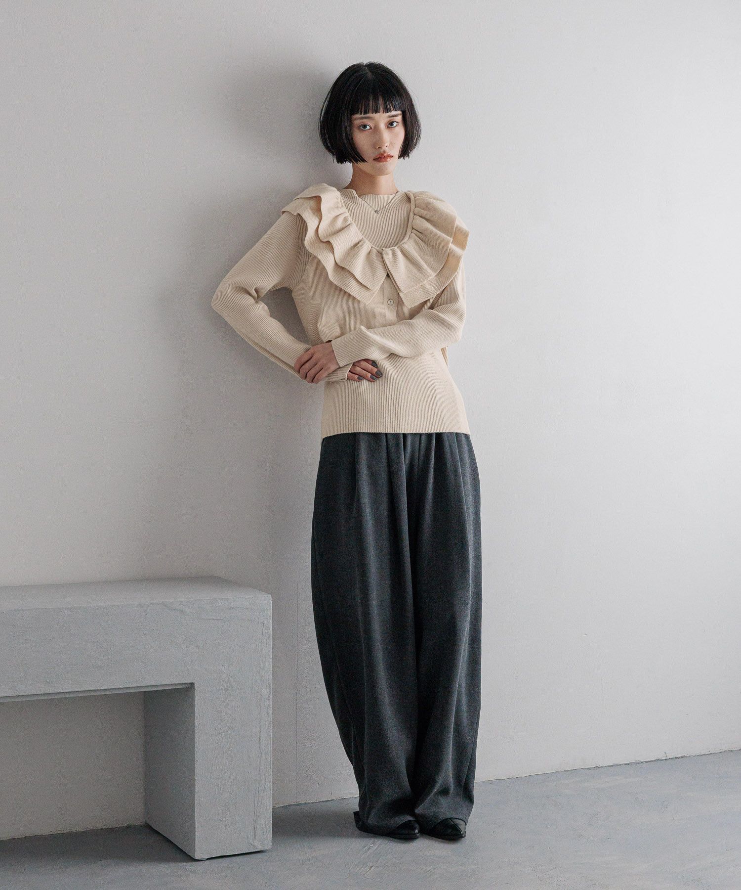 LOWRYS FARM「フリル２ＰニットＬＳ」|ニット・セーター|