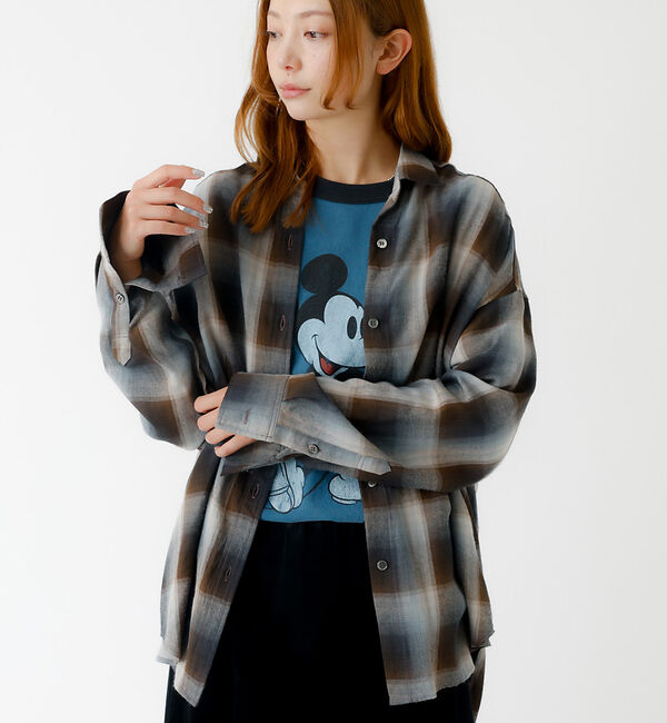 Rouge vif「【MICA&DEAL /マイカアンドディール】オンブレ 2WAYシャツ/チェック」|シャツ・ブラウス|ブラウン