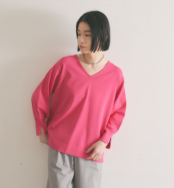 qualite「レーヨンストレッチニット」|ニット・セーター|ピンク
