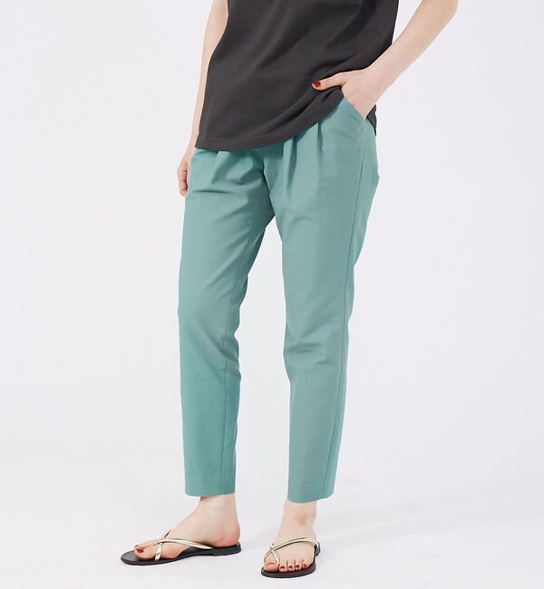 qualite「コットンリネン2WAYストレッチタックパンツ」|その他|グリーン