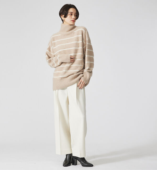 qualite「【LILLY LYNQUE】ハイネックボーダーニット」|ニット・セーター|