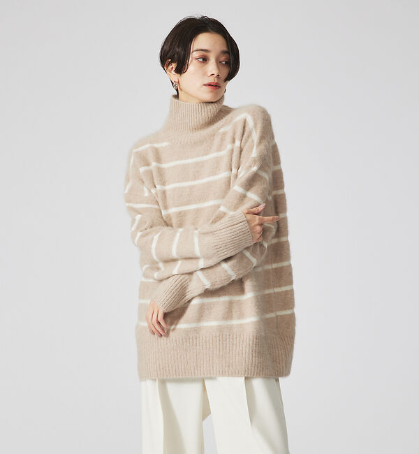 qualite「【LILLY LYNQUE】ハイネックボーダーニット」|ニット・セーター|