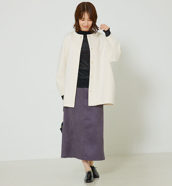 abahouse mavie「フェイク（スエード＆レザー）ロングタイトスカート」|スカート|