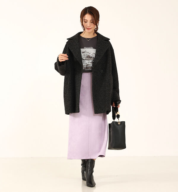 abahouse mavie「フェイク（スエード＆レザー）ロングタイトスカート」|スカート|