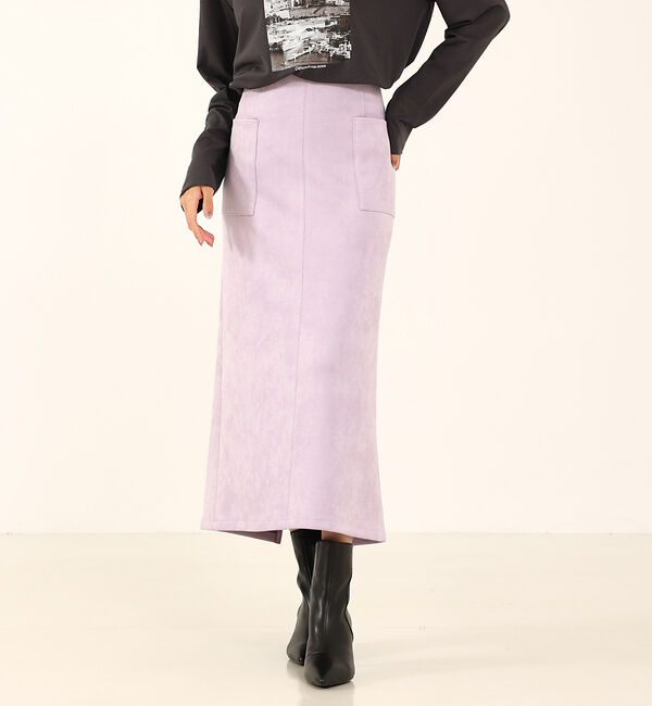 abahouse mavie「フェイク（スエード＆レザー）ロングタイトスカート」|スカート|