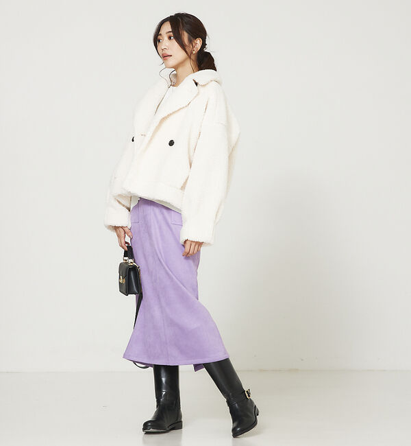 abahouse mavie「フェイク（スエード＆レザー）ロングタイトスカート」|スカート|