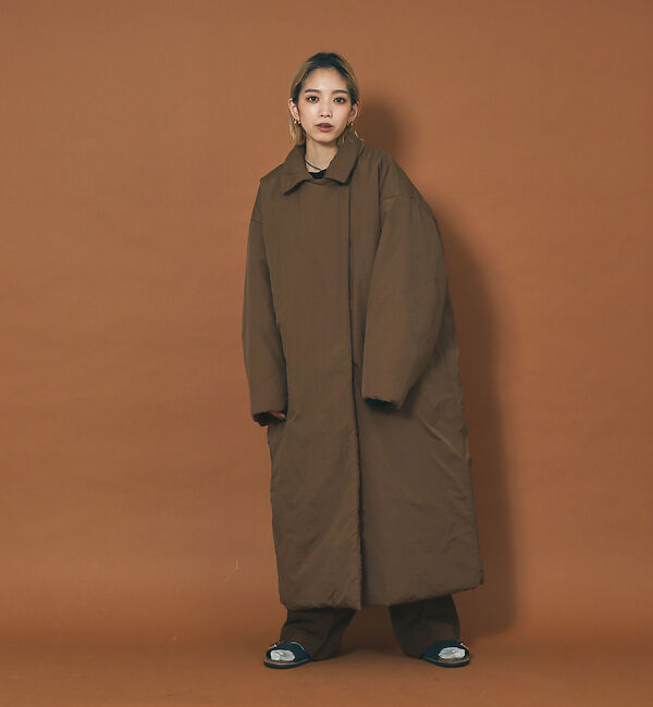 NOMINE「３WAYカラー中綿ロングコート」|ステンカラーコート|