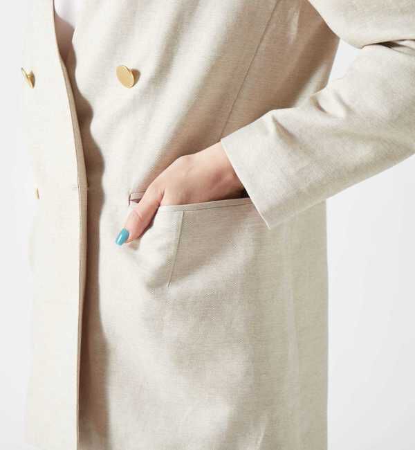 TIARA「リネンMIXジャケット」|ノーカラージャケット|
