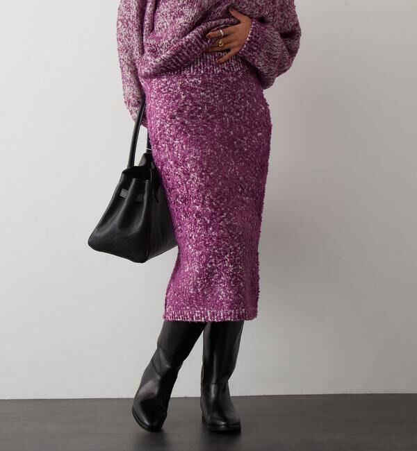 Liesse「【メルローズ50周年限定】リボンヤーンニットスカート」|ニット・セーター|パープル