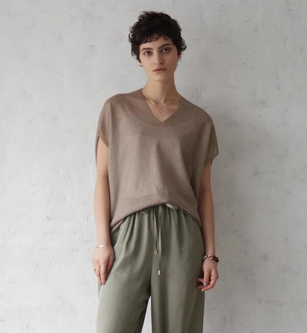 Liesse「ホールガーメントラメニット」|ニット・セーター|グレイッシュベージュ